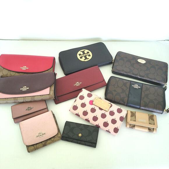 Coach Kate Spade Bundle lot of 11 Wallets leather Canvas rehab parts Damaged - Picture 1 of 11